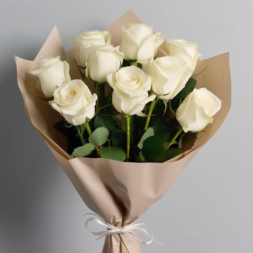 Букет 9 Белых роз Эдлесс Лав в Сольвычегодске