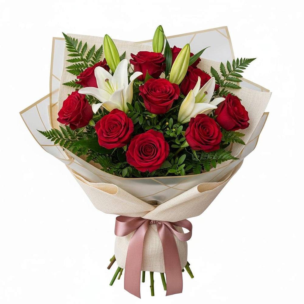 Букет цветов из: Лилии и Розы в Сольвычегодске