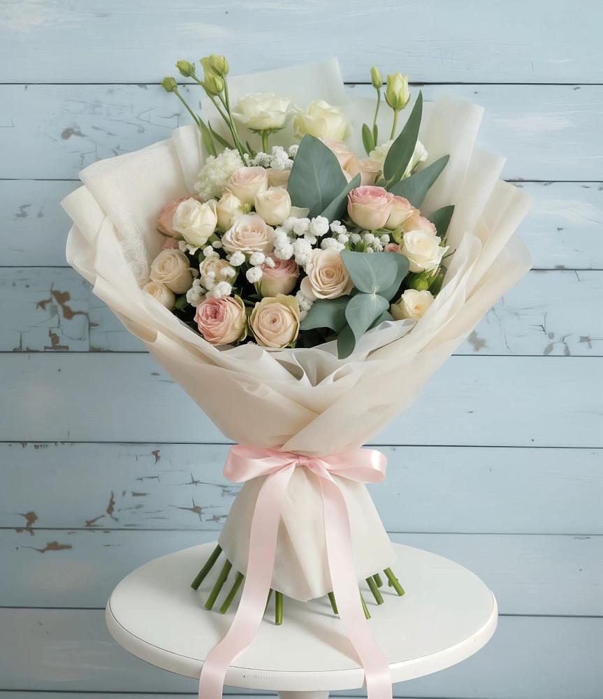 Букет цветов из: Розы и Лизиантусы в Сольвычегодске